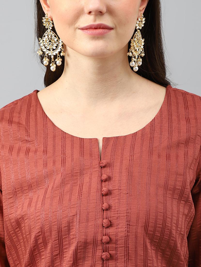 rust orange kurta pant set - 20018725 - Standard Image - 3