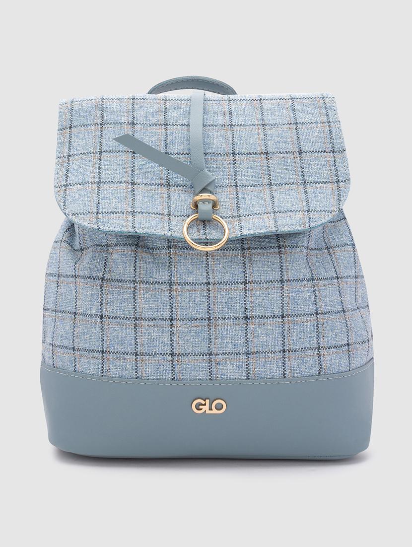 blue checkered regular backpack