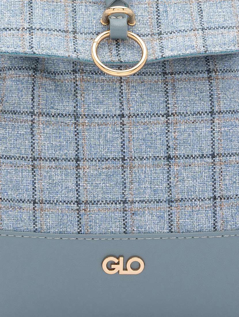 blue checkered regular backpack - 20018739 - Standard Image - 3
