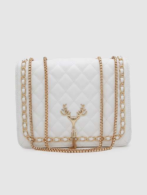 white pu regular sling bag - 20018895 - Standard Image - 0