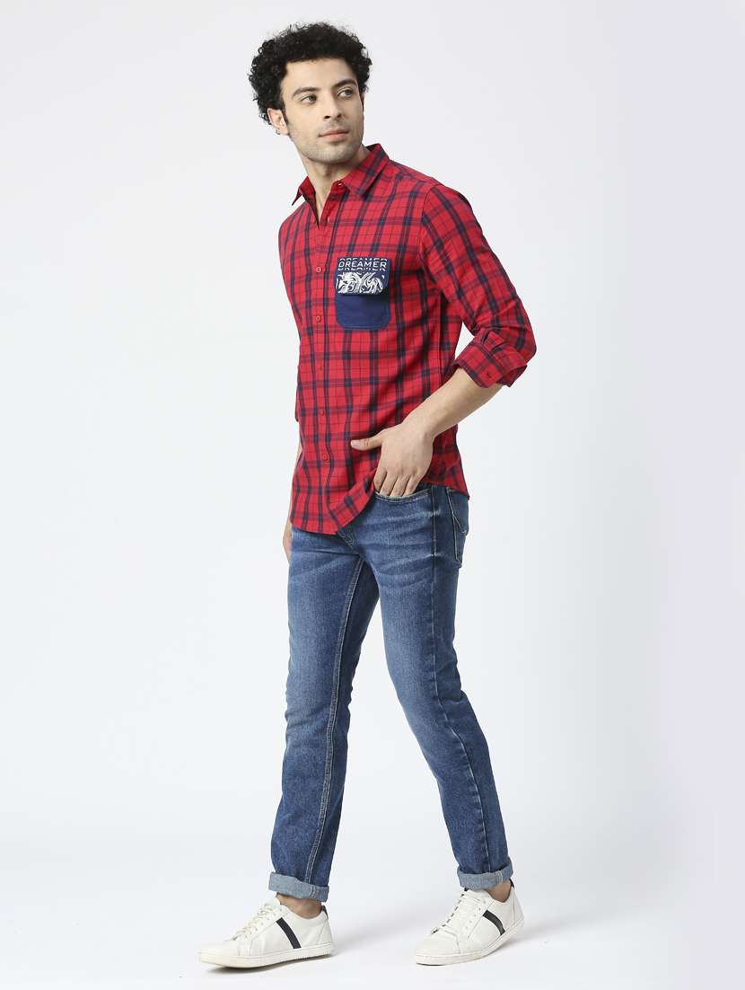 mens checks casual shirt - 20018910 - Standard Image - 3