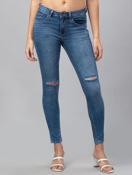 women's slash knee skinny fit jeans - 20018982 -  Standard Image - 0