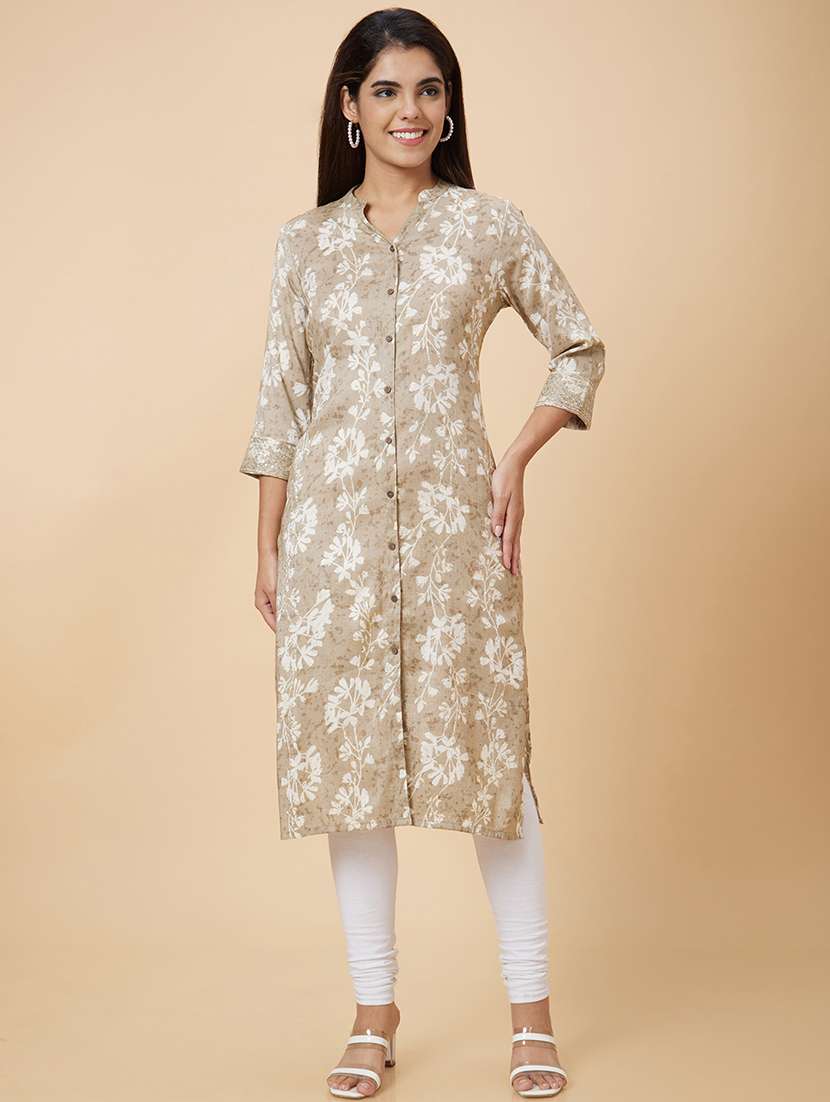 women brown viscose straight kurta - 20019006 -  Standard Image - 3