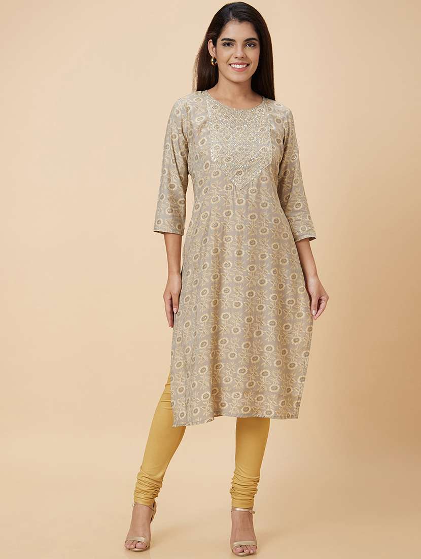 women brown polyester straight kurta - 20019007 - Standard Image - 3