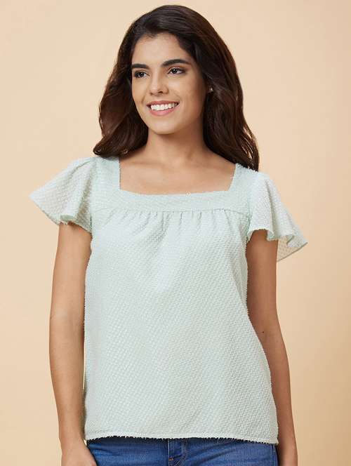 green self design regular top - 20019026 - Standard Image - 0