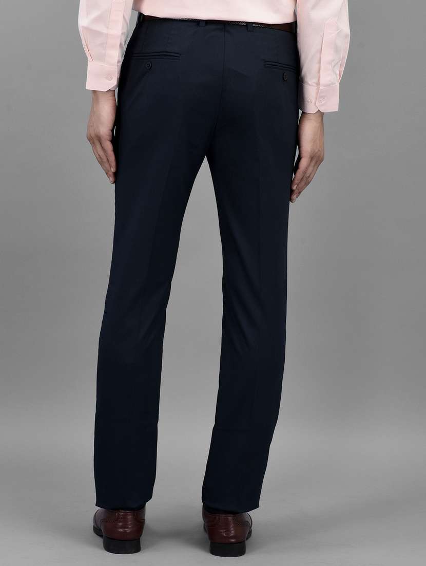 navy blue polyester blend flat front formal trouser - 20019044 -  Standard Image - 3