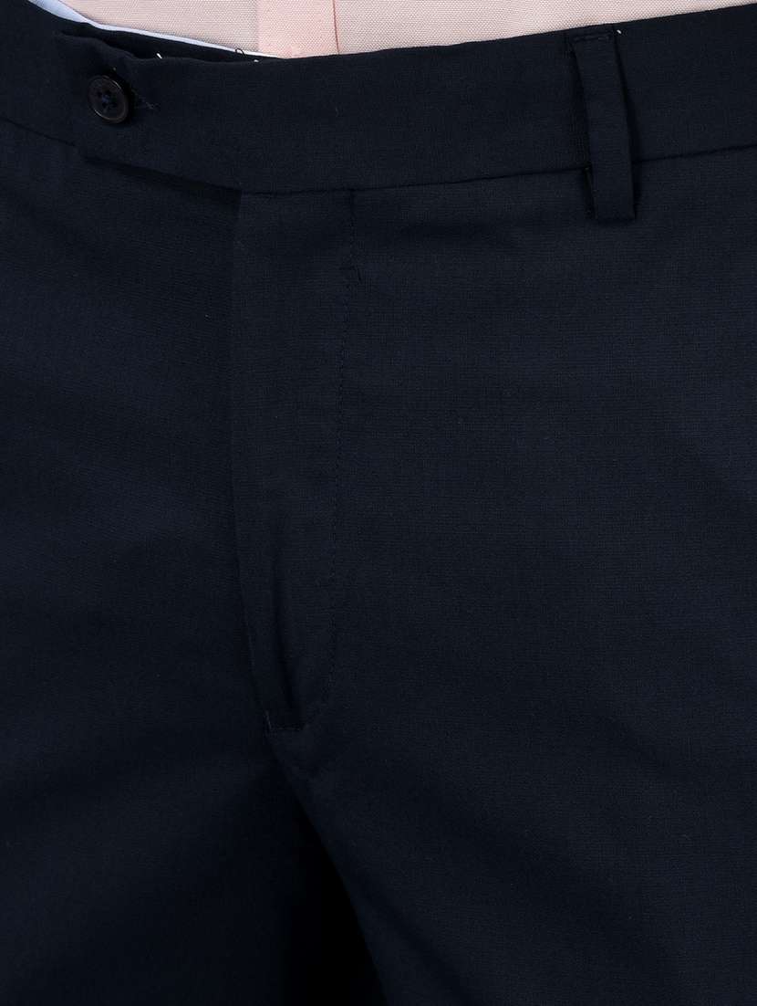 navy blue polyester blend flat front formal trouser - 20019044 -  Standard Image - 5