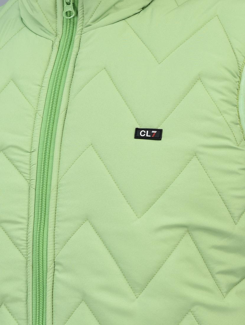 men green solid stand collar quilted jacket - 20019066 - Standard Image - 5