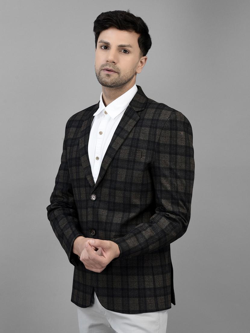 brown polyester single breasted casual blazer - 20019069 -  Zoom Image - 0