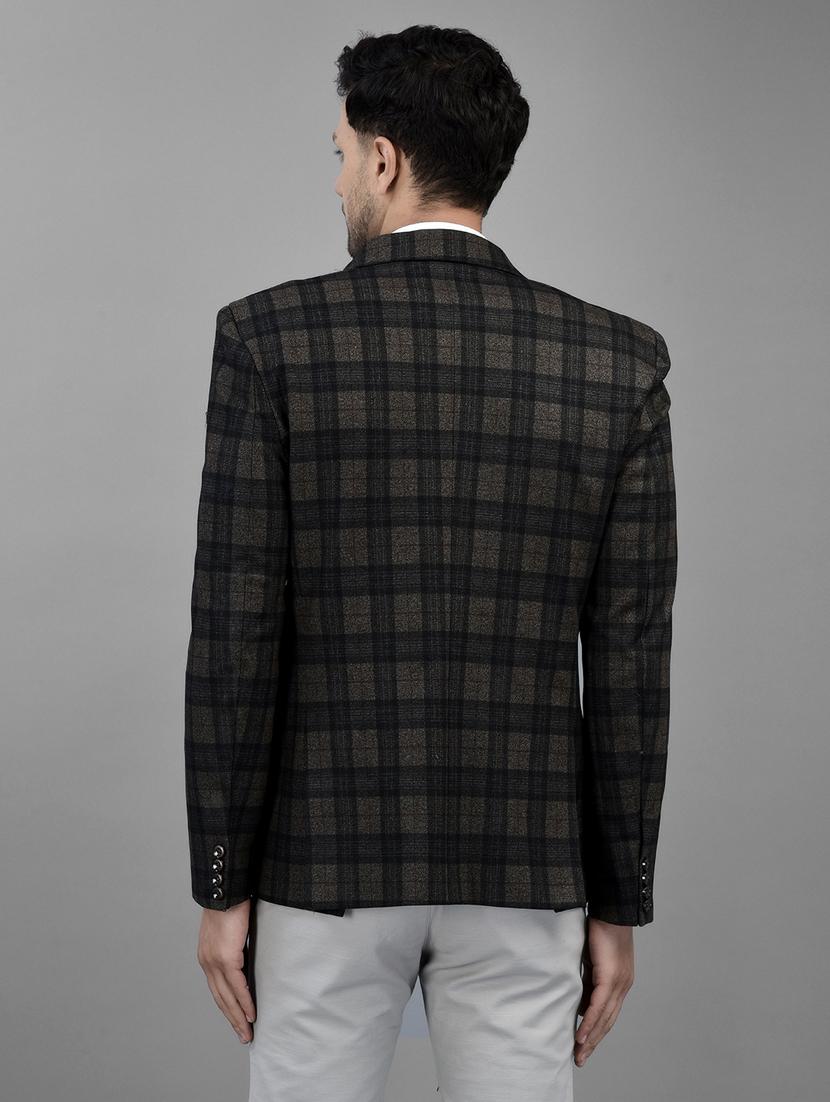 brown polyester single breasted casual blazer - 20019069 - Standard Image - 3