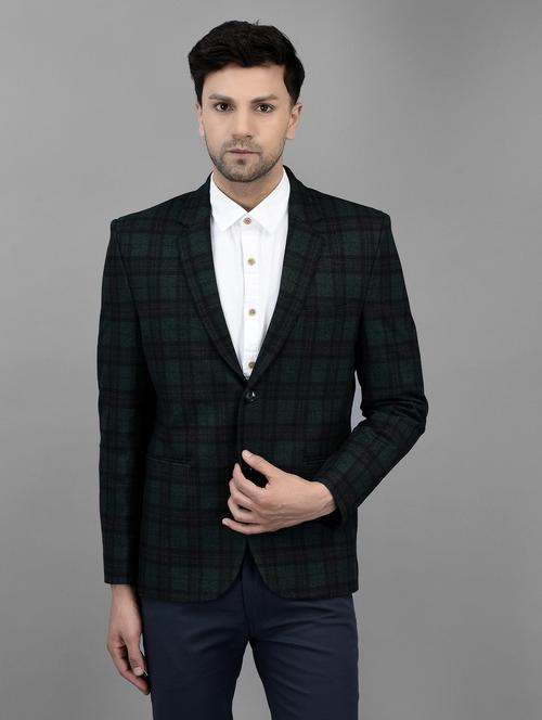 green polyester single breasted casual blazer - 20019071 - Standard Image - 0