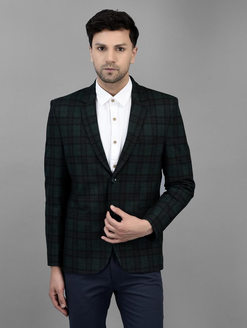 green polyester single breasted casual blazer - 20019071 - Zoom Image - 0