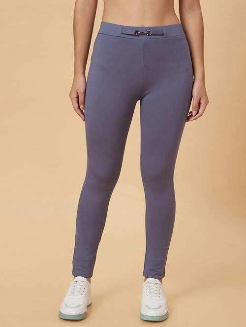women purple viscose jeggings - 20019079 - Standard Image - 0