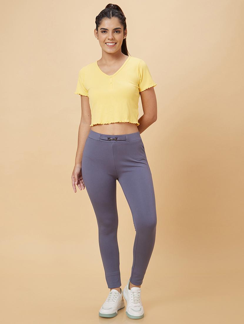 women purple viscose jeggings - 20019079 - Standard Image - 3