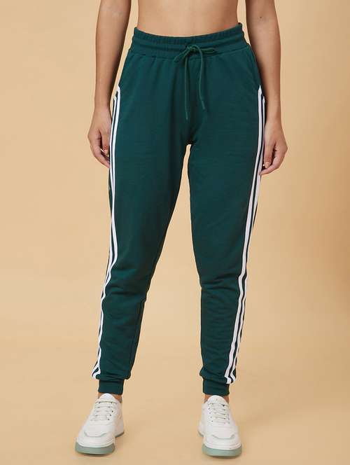women green cotton tapered joggers - 20019082 -  Standard Image - 0