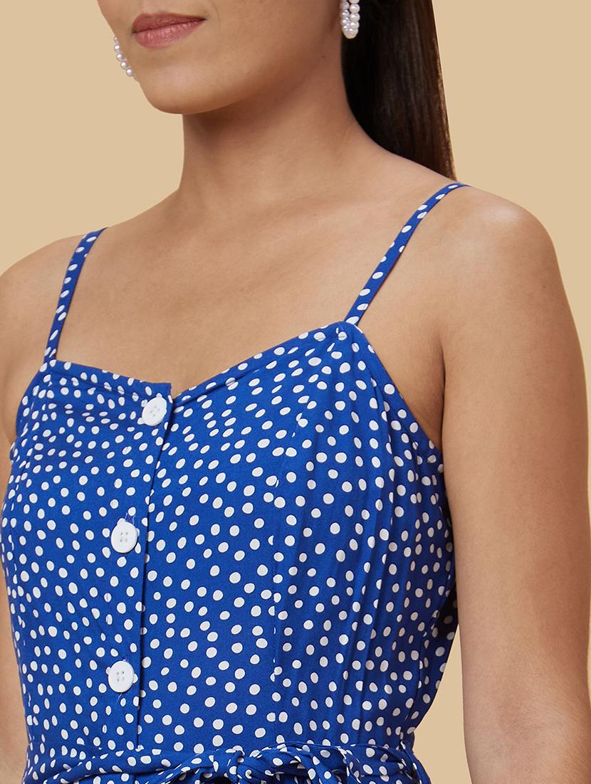 women blue viscose a-line dress - 20019088 - Standard Image - 5