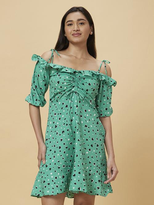women green polyester a-line dress - 20019091 -  Standard Image - 0