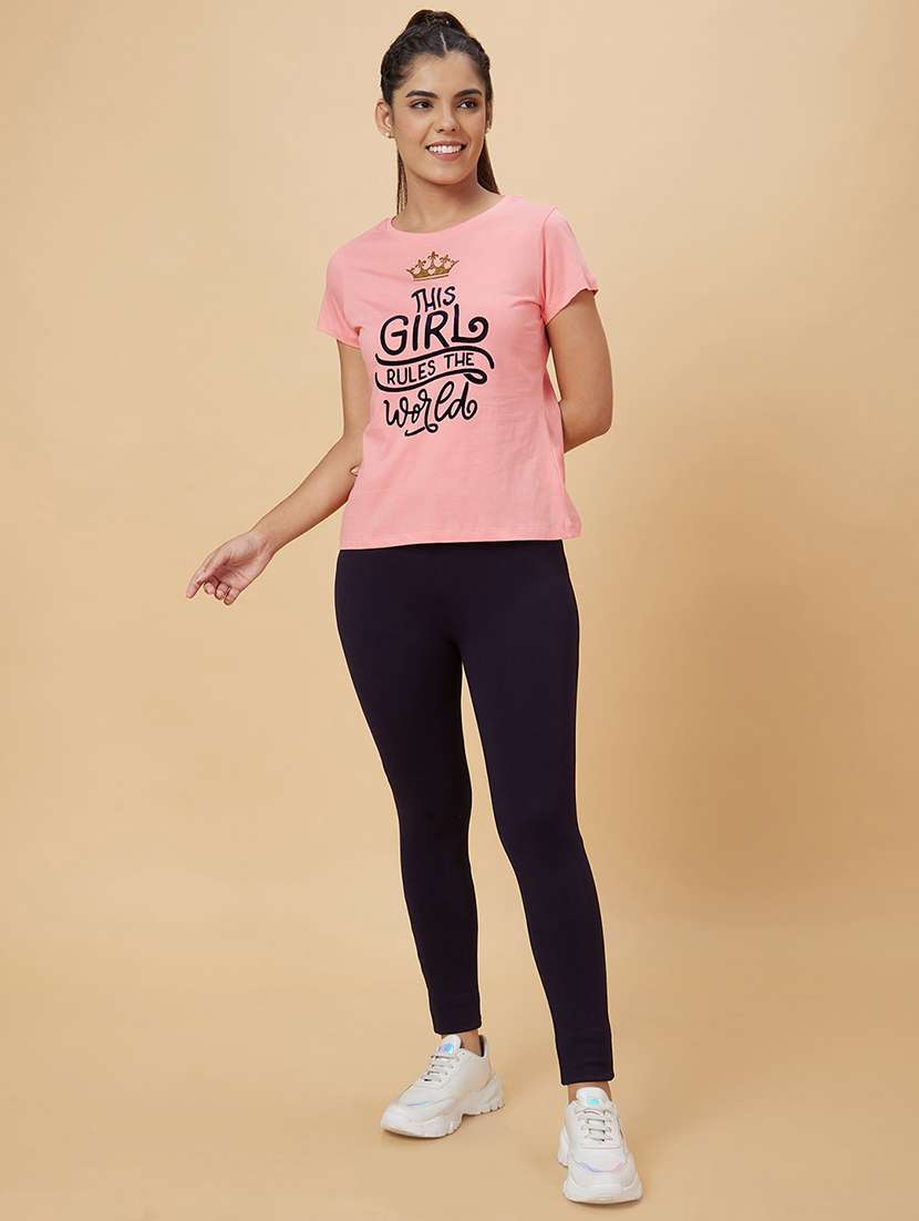 women's front print round neck t-shirt - 20019093 -  Standard Image - 3