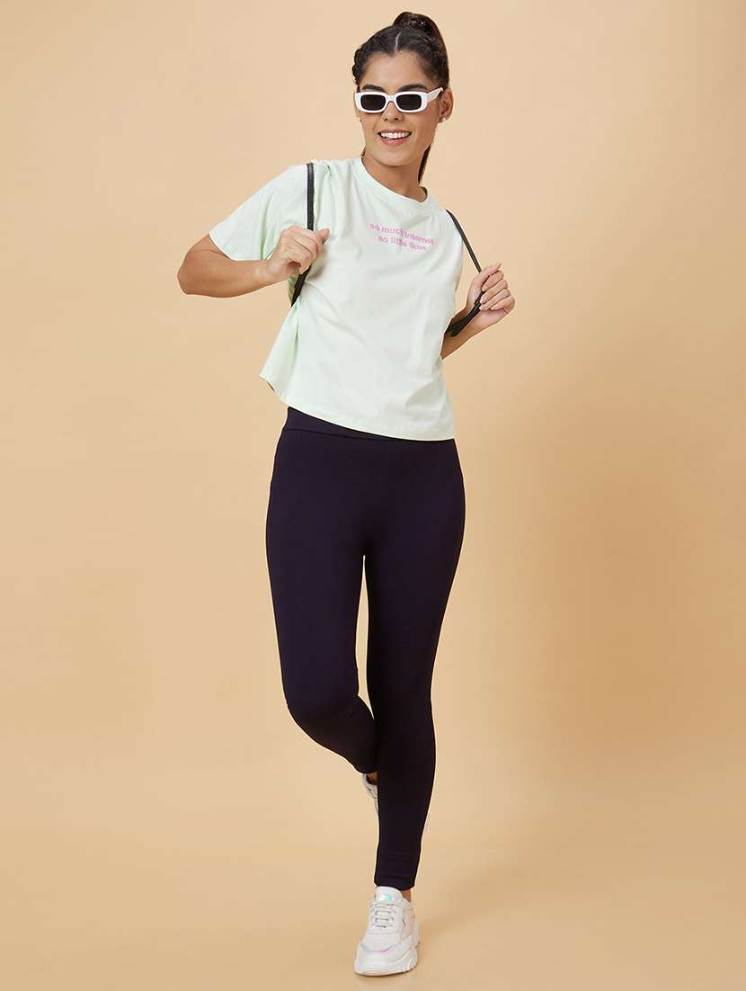 women's chest print round neck t-shirt - 20019097 -  Standard Image - 3