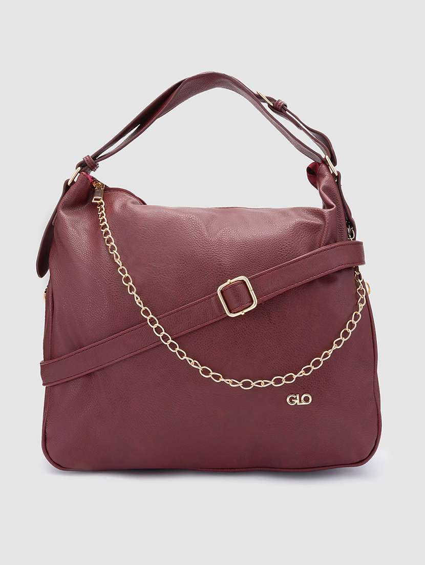 maroon leatherette (pu) regular tote - 20019110 - Zoom Image - 0