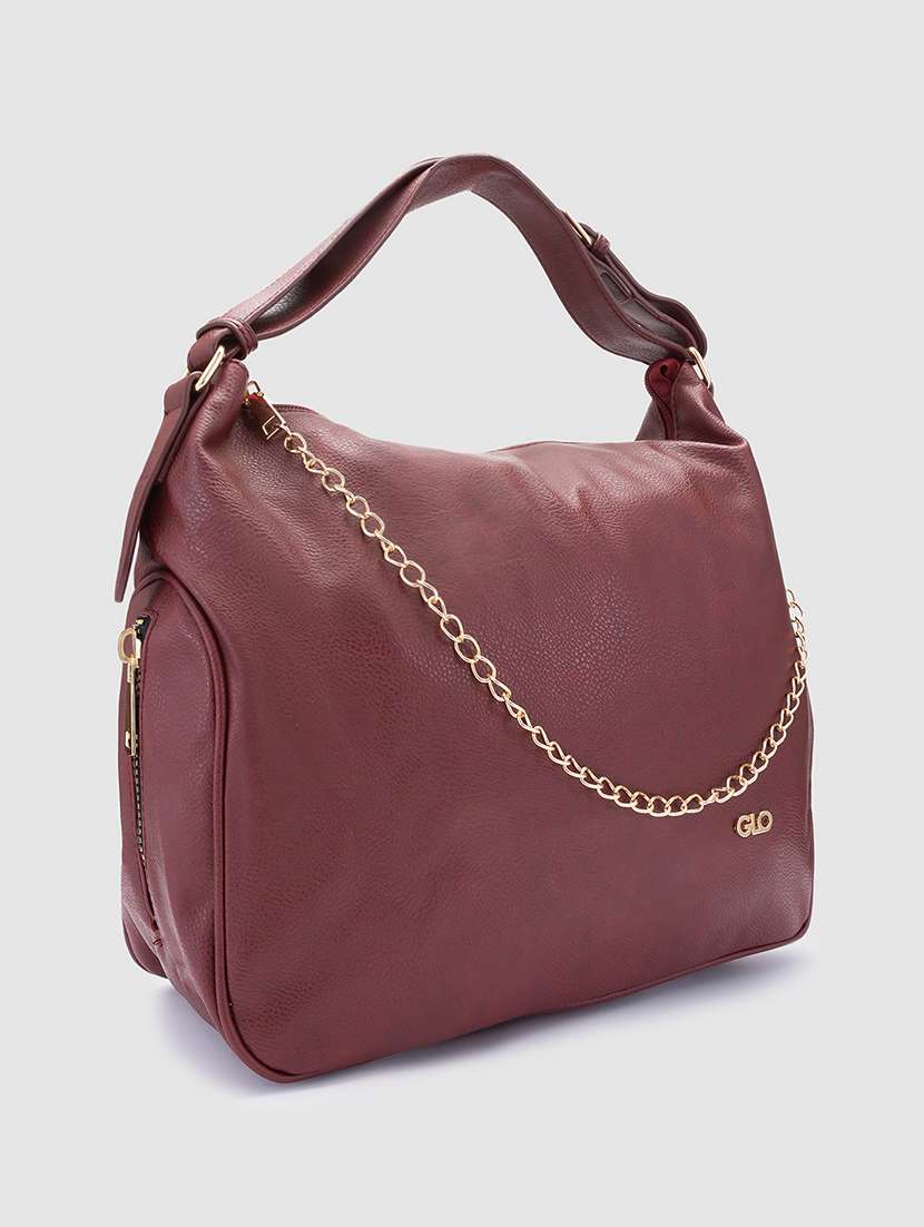 maroon leatherette (pu) regular tote - 20019110 - Standard Image - 3