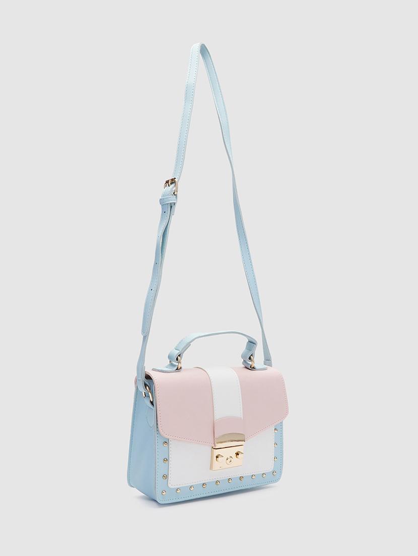 blue leatherette (pu) handbag - 20019119 - Standard Image - 3
