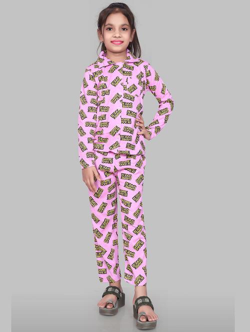 pink cotton pyjama set nightwear - 20021433 - Standard Image - 0