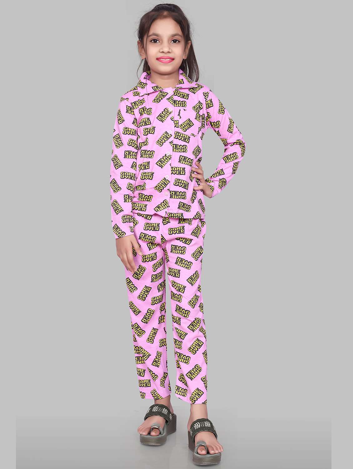 pink cotton pyjama set nightwear - 20021433 - Zoom Image - 0