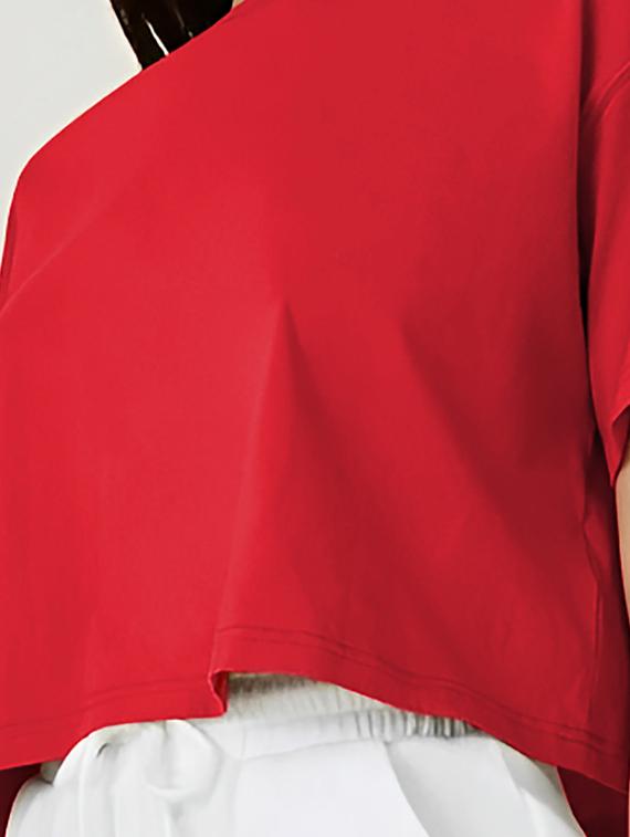 red cotton crop tshirt - 20021443 - Standard Image - 3