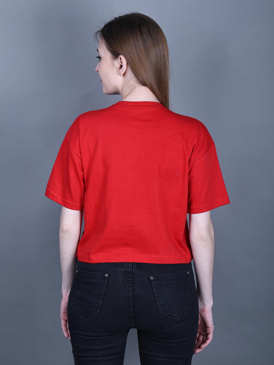 red cotton crop tshirt - 20021449 - Standard Image - 3