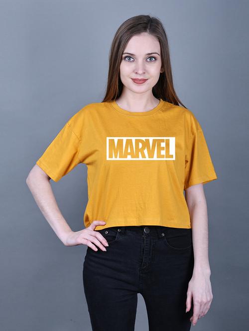 yellow cotton crop tshirt - 20021452 - Standard Image - 0