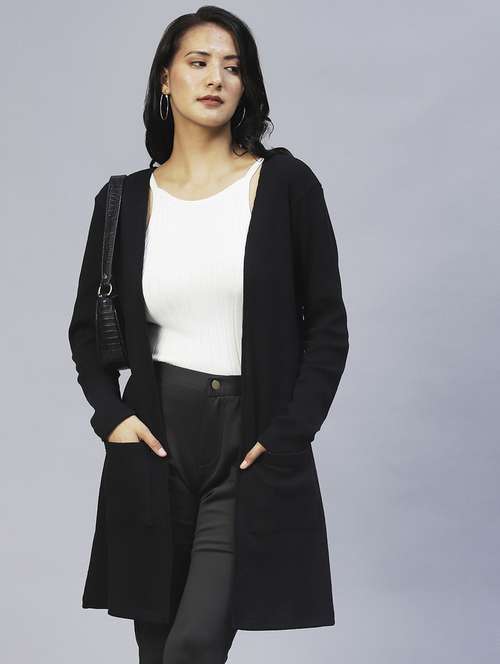 black cotton shrug - 20022867 -  Standard Image - 0