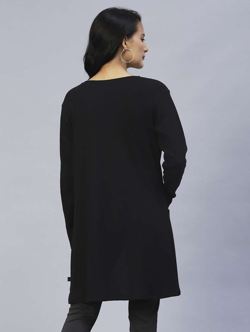 black cotton shrug - 20022867 -  Standard Image - 3