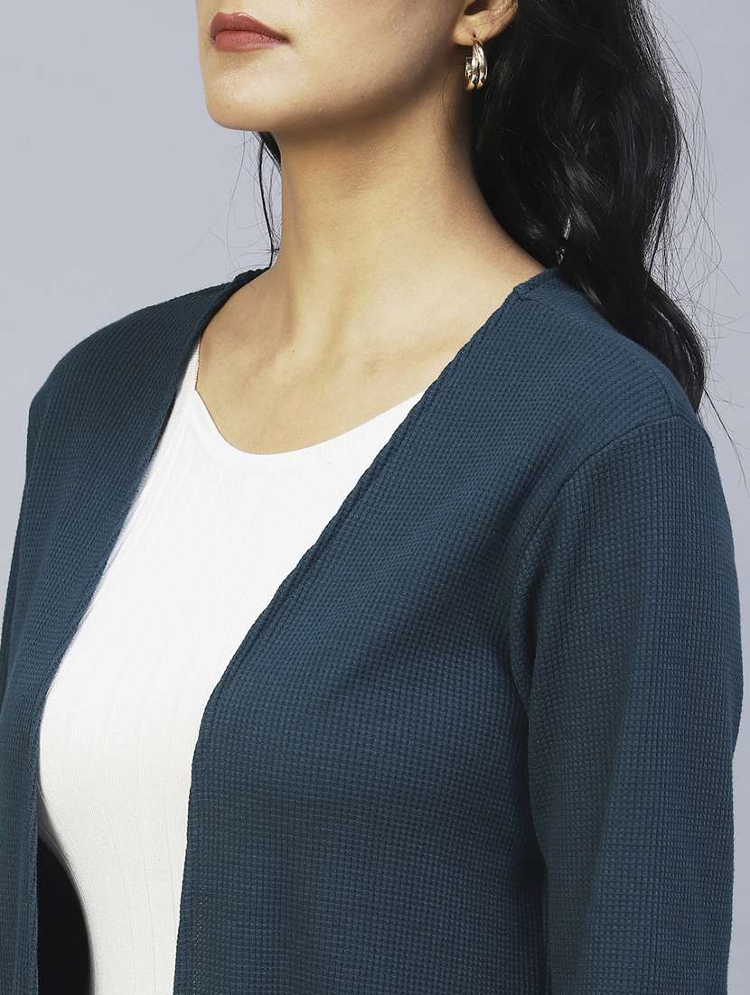 women solid long sleeve winter shrug - 20022868 - Standard Image - 5