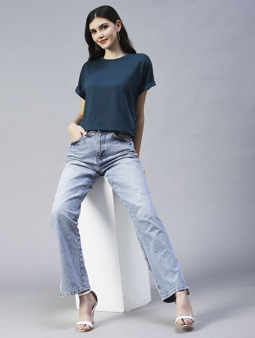 women's crop round neck top - 20022912 -  Standard Image - 3