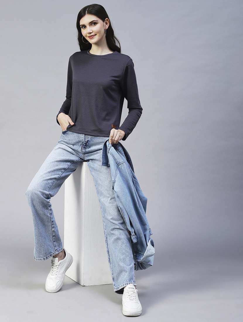 women's straight round neck top - 20022915 -  Standard Image - 3