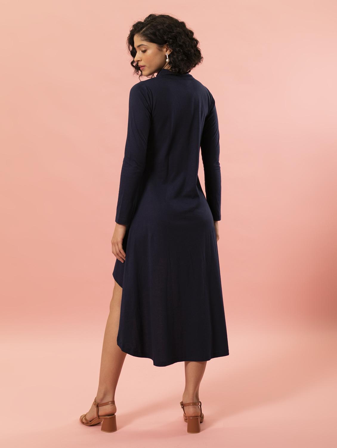 women's high low solid dress - 20022960 - Standard Image - 3