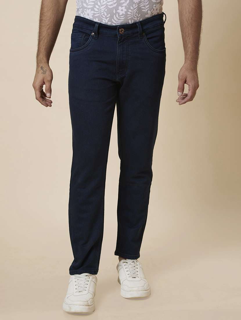 men blue cotton plain jeans - 20023038 - Zoom Image - 0
