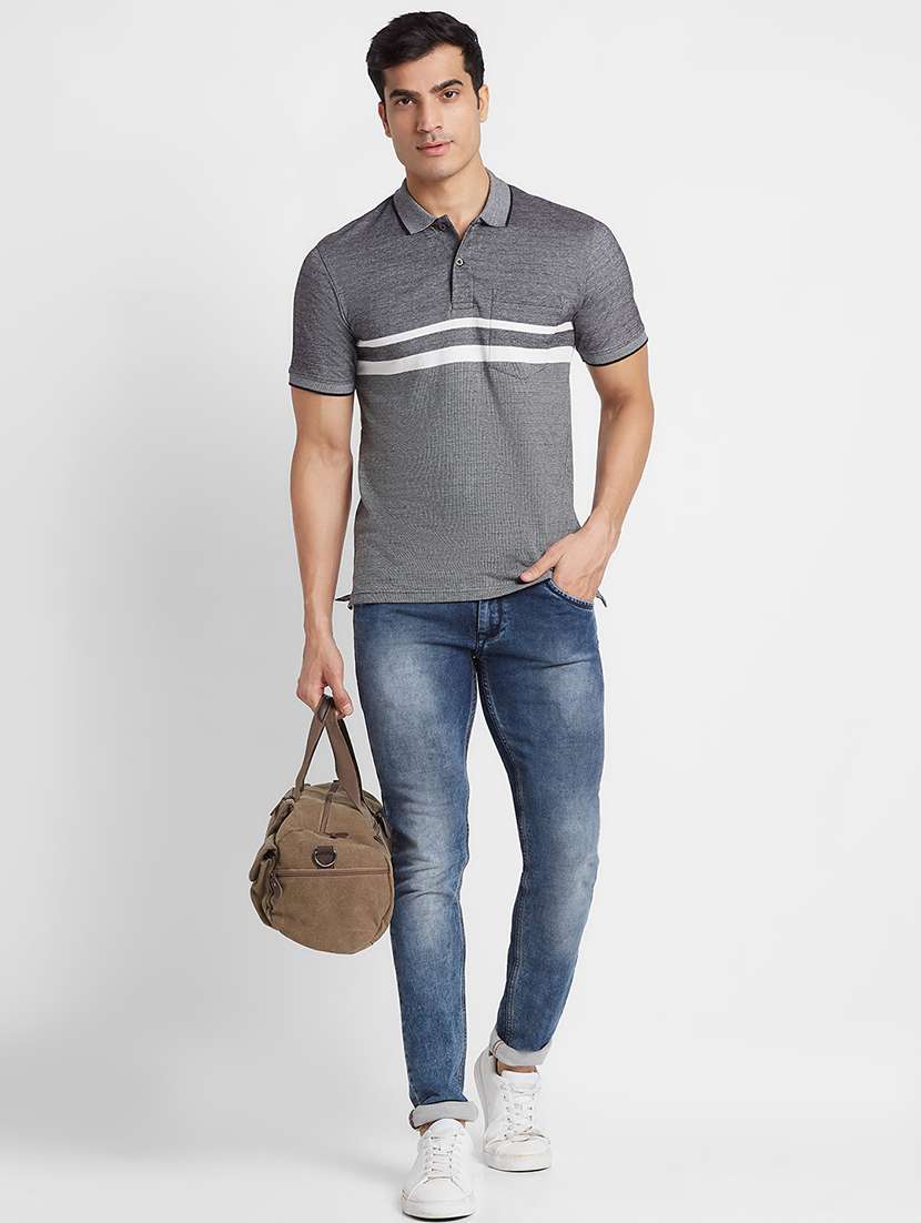 mens striped polo t-shirt  - 20023040 -  Standard Image - 3