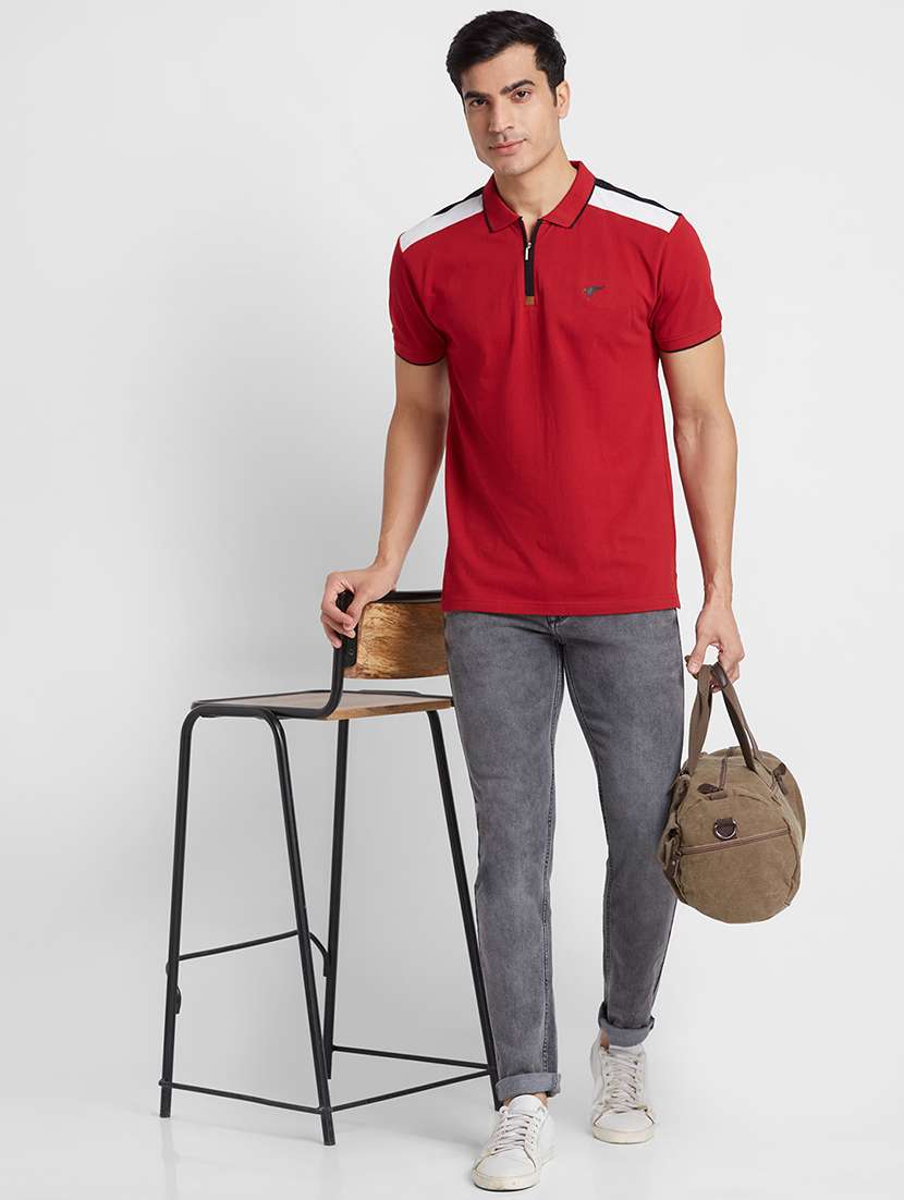 mens solid polo t-shirt  - 20023072 -  Standard Image - 3