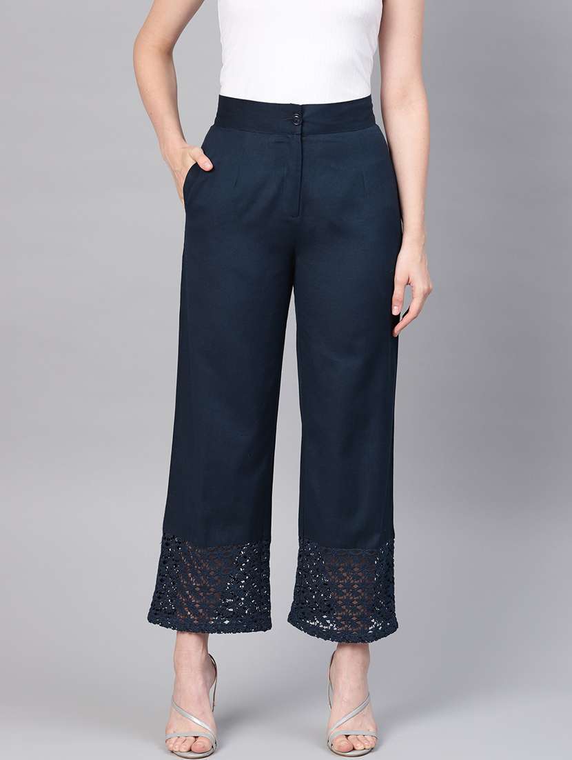 blue cotton straight palazzo