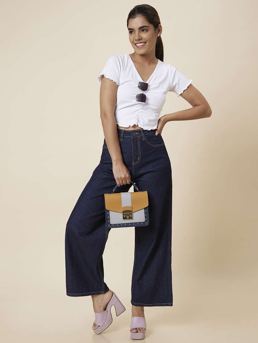 women's plain wide leg jeans - 20023469 -  Standard Image - 3