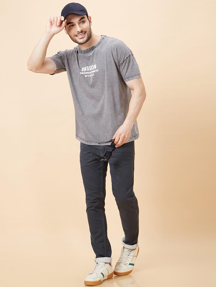 men grey cotton plain jeans - 20023808 - Standard Image - 3