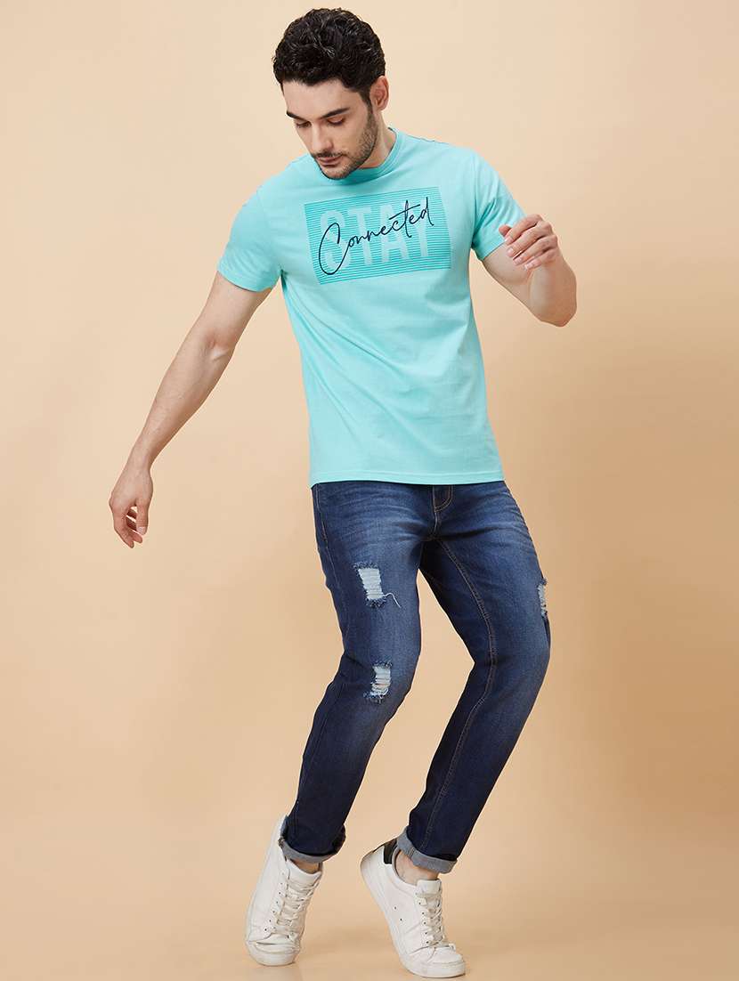 men blue cotton distressed jeans - 20023809 -  Standard Image - 3