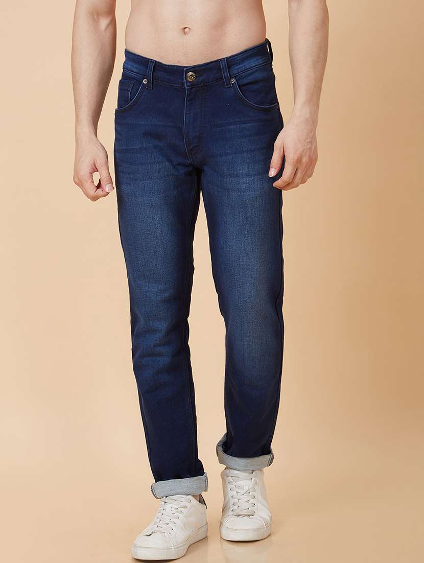 men blue cotton plain jeans - 20023810 - Zoom Image - 0