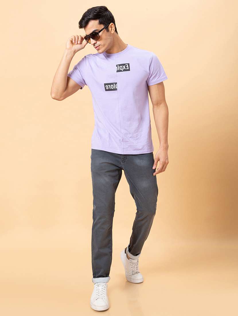 men grey cotton plain jeans - 20023811 -  Standard Image - 3