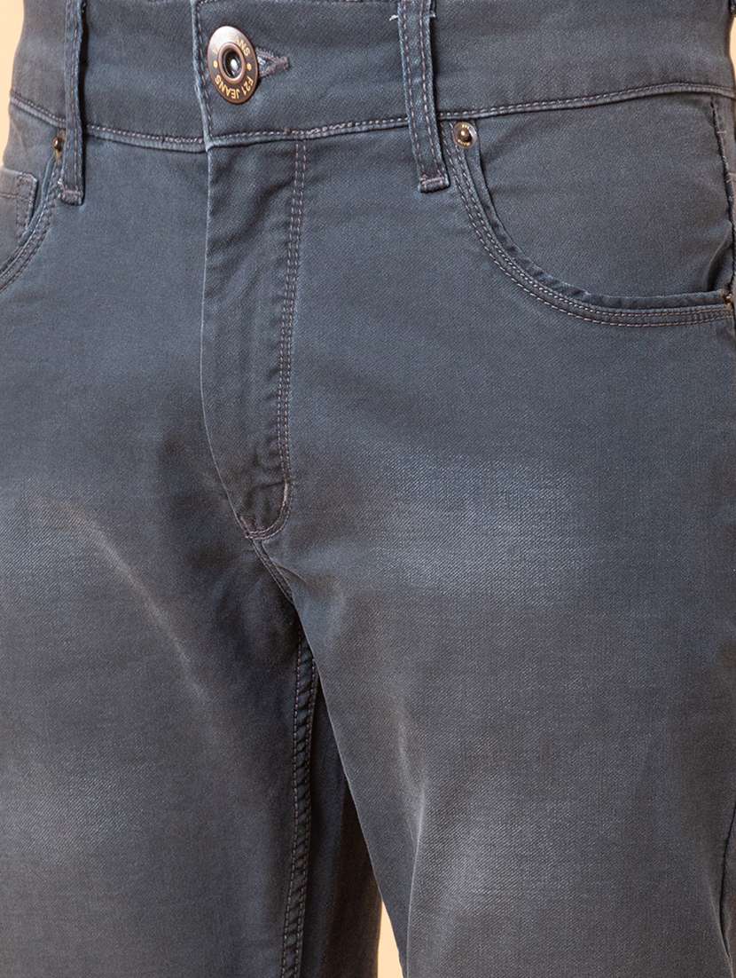 men grey cotton plain jeans - 20023811 -  Standard Image - 5