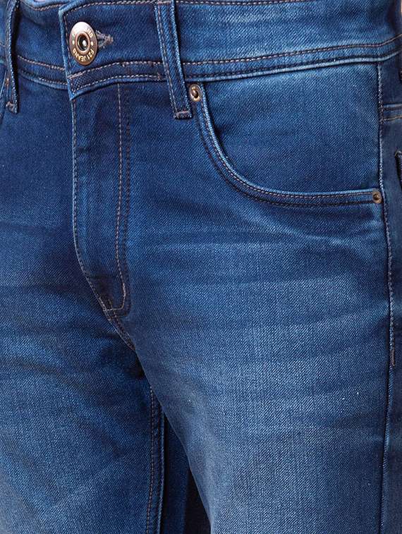 men blue cotton plain jeans - 20023813 - Standard Image - 5