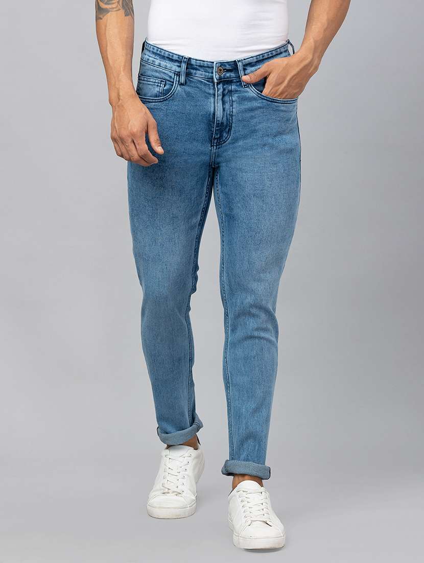 men blue cotton plain jeans - 20023819 - Zoom Image - 0