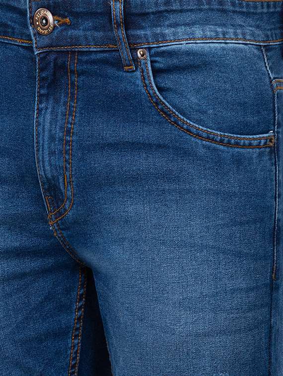 men blue cotton distressed jeans - 20023820 -  Standard Image - 5